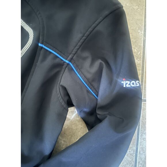 Izas L Full Zip Contrast Trim Soft shell Thick Jacket Black Blue - Picture 3 of 7